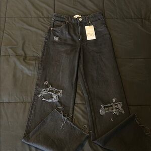 Zara Distressed Black Jeans